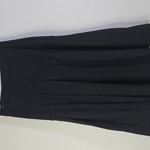 Kate Kasin High Waist  Pleated Black Midi Skirt Size Large